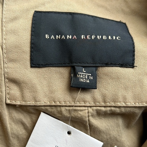 BANANA REPUBLIC Twill Utility Military Jacket Khaki Tan Womens Sz L NEW - Picture 11 of 16